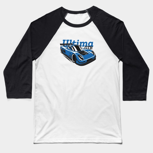 Blue Ultima GTR Supercar Baseball T-Shirt by KaroCars